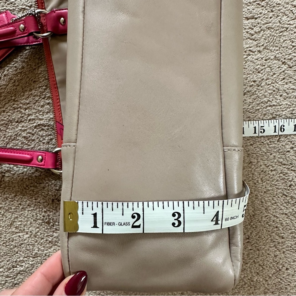 Coach Daisy Spectator Leather Emma Tote in Coral Fuchsia Pink and Tan - Picture 11 of 11